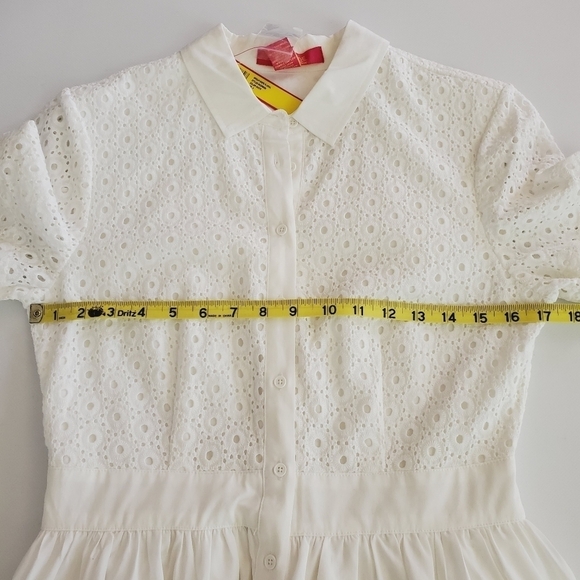 7140 * Catherine Malandrino Button Down Eyelet Dress Off White Size 4 - Picture 6 of 10